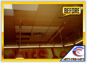 Ceiling Cleaning Before Photo of a Supermarket Ceiling that was very dirty