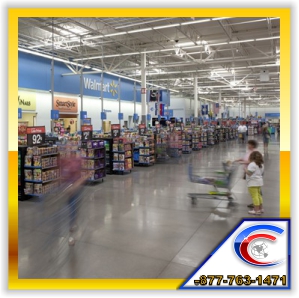 Exposed Structure Cleaning inside a walmart store