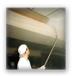 Notice the coating guy spraying right over the dirt on the ceiling and not cleaning the ceiling first. Notice the coating guy spraying right over the dirt on the ceiling and not cleaning the ceiling first.