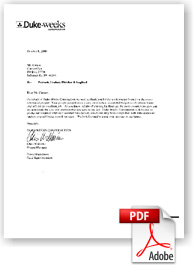 Duke - Weeks Letter of testimony for ceiling cleaning and restoration services. Duke - Weeks Letter of testimony for ceiling cleaning and restoration services.