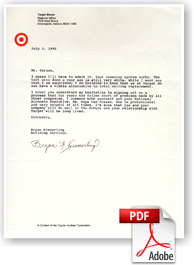 Target Store Regional Facility Services Letter of Testimony for Cleaning and Restoring acoustical ceilings. Target Store Regional Facility Services Letter of Testimony for Cleaning and Restoring acoustical ceilings.